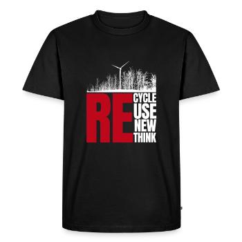 Recycle Réutiliser Renew Rethink Wind Turbine - Wind - T-shirt Premium bio Homme - noir - Devant - Nico (187cm)