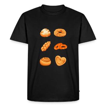 Rouleau à la cannelle et petits pains à la cannelle - T-shirt Premium bio Homme - noir - Devant - Nico (187cm)