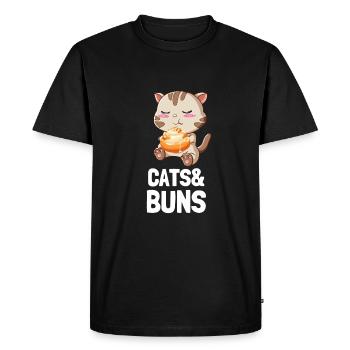 Rouleau à la cannelle et petits pains à la cannelle - T-shirt Premium bio Homme - noir - Devant - Nico (187cm)