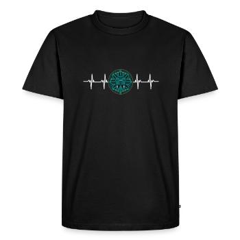Calendrier aztèque - Quetzalcoatl - T-shirt Premium bio Homme - noir - Devant - Nico (187cm)
