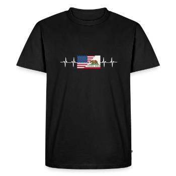 California This Place - Men's Premium Organic T-Shirt - black - Front - Nico (187cm)