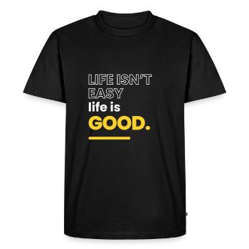 Citation motivante - La vie n’est pas facile La vie est belle - T-shirt Premium bio Homme - noir - Devant - Nico (187cm)