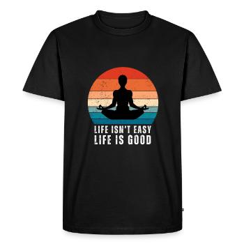 Citation motivante - La vie n’est pas facile La vie est belle - T-shirt Premium bio Homme - noir - Devant - Nico (187cm)