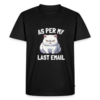 Bureau sarcastique - Par mon dernier e-mail - T-shirt Premium bio Homme - noir - Devant - Nico (187cm)