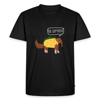 Le mardi, nous mangeons des tacos - T-shirt Premium bio Homme - noir - Devant - Nico (187cm)