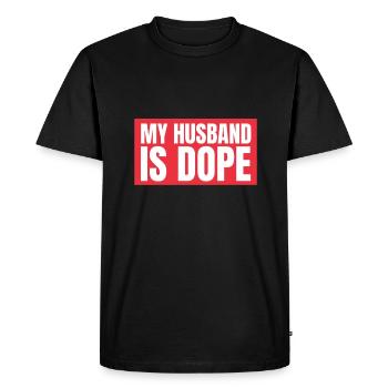 Mariage - Mon mari est - T-shirt Premium bio Homme - noir - Devant - Nico (187cm)