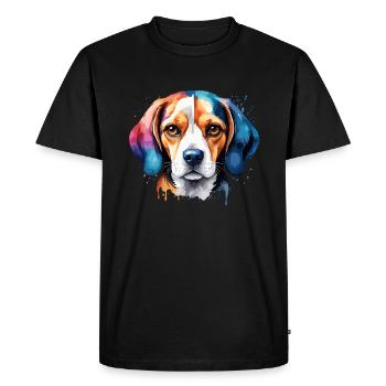 Beagle chien pedigree chien dans des couleurs néoon colorées - T-shirt Premium bio Homme - noir - Devant - Nico (187cm)