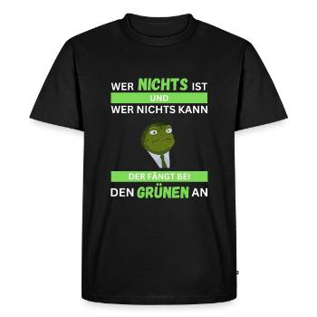 Anti Green T-Shirt Against Greens Out No Thanks - Men's Premium Organic T-Shirt - black - Front - Nico (187cm)