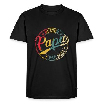 Bester Papa Est. 2023 seit 2023 Retro Papa 2023 - Männer Premium Bio T-Shirt - Schwarz - Vorne - Nico (187cm)