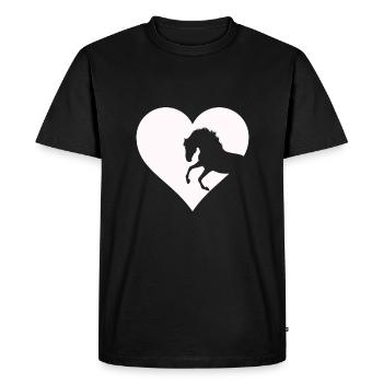 Cœur pour les amoureux des chevaux, les chevaux doux et les cavaliers - T-shirt Premium bio Homme - noir - Devant - Nico (187cm)