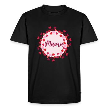 Pour la naissance Maman Amour Fête des Mères Fière Maman Coeurs - T-shirt Premium bio Homme - noir - Devant - Nico (187cm)