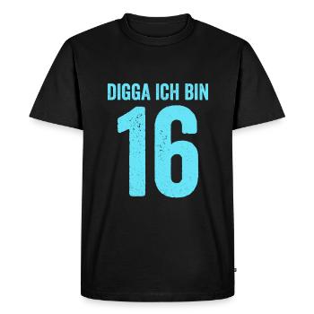 Blue Digga J’ai 16 Ans Garçon 16e Anniversaire - T-shirt Premium bio Homme - noir - Devant - Nico (187cm)