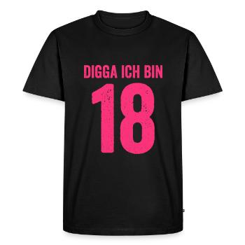 Digga Je suis 18 ans fille 18e anniversaire Dame - T-shirt Premium bio Homme - noir - Devant - Nico (187cm)
