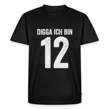 Digga I'm 12 Girl Boy 12th Birthday - Men's Premium Organic T-Shirt - black - Front - Nico (187cm)