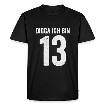 Digga J’ai 13 Fille Garçon 13e Anniversaire - T-shirt Premium bio Homme - noir - Devant - Nico (187cm)