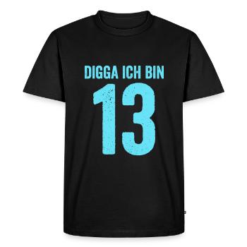 Blue Digga J’ai 13 ans garçon 13ème anniversaire - T-shirt Premium bio Homme - noir - Devant - Nico (187cm)