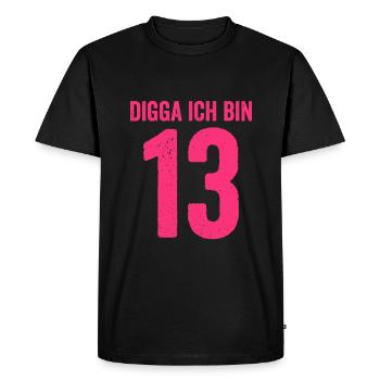 Digga Je suis 13 ans fille 13e anniversaire Dame - T-shirt Premium bio Homme - noir - Devant - Nico (187cm)