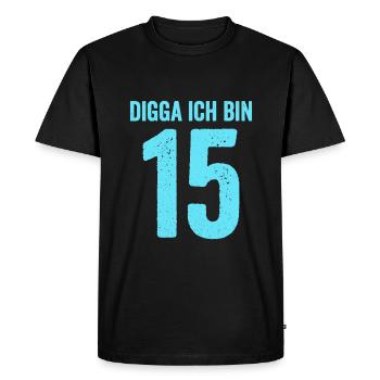 Blue Digga I'm 15 Years Boy 15th Birthday - Men's Premium Organic T-Shirt - black - Front - Nico (187cm)
