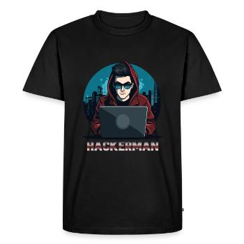 Cool Hacker Coding IT Specialist Hackerman - Men's Premium Organic T-Shirt - black - Front - Nico (187cm)
