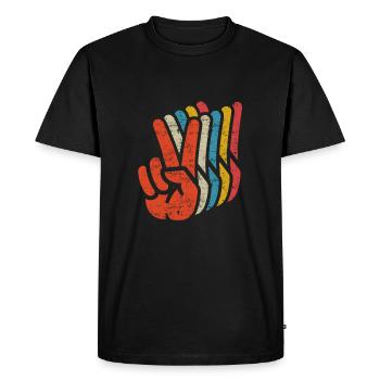 Signe de paix V main Paix Rétro Paix - T-shirt Premium bio Homme - noir - Devant - Nico (187cm)