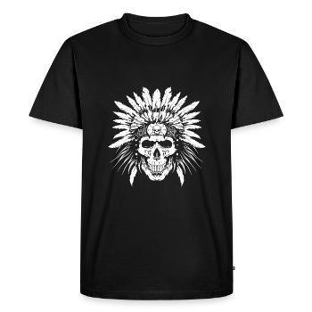 Chef Crâne Indien - T-shirt Premium bio Homme - noir - Devant - Nico (187cm)
