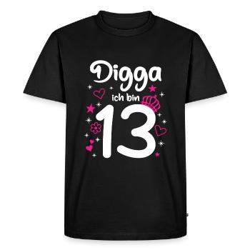 Pink Digga J’ai 13 ans Fille 13ème anniversaire - T-shirt Premium bio Homme - noir - Devant - Nico (187cm)