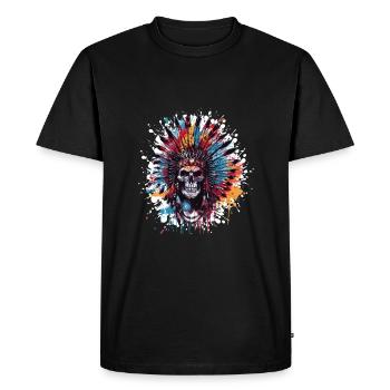 Indian Chief Skull - Men's Premium Organic T-Shirt - black - Front - Nico (187cm)