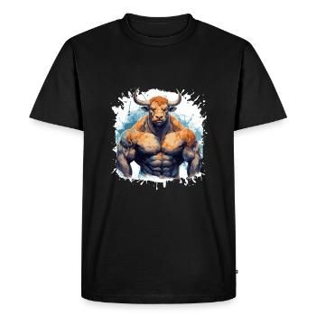 Bull Bull Muscles Bodybuilding Beast - Men's Premium Organic T-Shirt - black - Front - Nico (187cm)