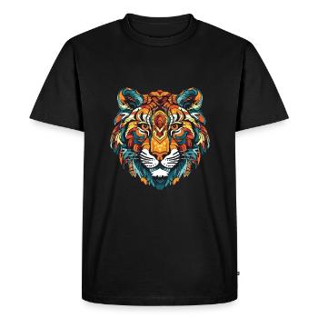 Portrait de tigre coloré - T-shirt Premium bio Homme - noir - Devant - Nico (187cm)