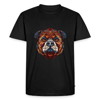 Bouledogue chien portrait tête - T-shirt Premium bio Homme - noir - Devant - Nico (187cm)