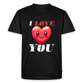 Je t’aime coeur mignon - T-shirt Premium bio Homme - noir - Devant - Nico (187cm)