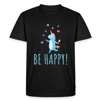 Être heureux | Licorne Licorne Jongler - T-shirt Premium bio Homme - noir - Devant - Nico (187cm)