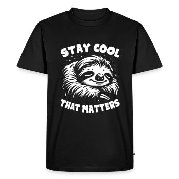 Paresseux : Restez cool, c’est important - T-shirt Premium bio Homme - noir - Devant - Nico (187cm)
