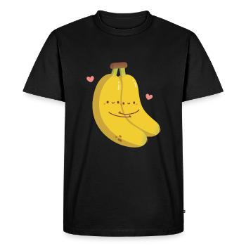 Cute Hugging Bananas in Love, Bananas For You - Men's Premium Organic T-Shirt - black - Front - Nico (187cm)