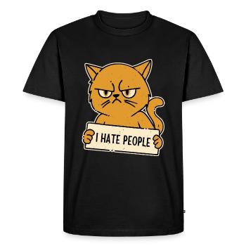 I Hate People Antisocial Cat - Men's Premium Organic T-Shirt - black - Front - Nico (187cm)
