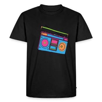 magnétophone Hipster - T-shirt Premium bio Homme - noir - Devant - Nico (187cm)