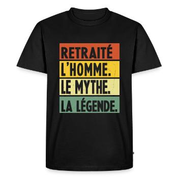HOMME RETRAITÉ LÉGENDE - T-shirt Premium bio Homme - noir - Devant - Nico (187cm)