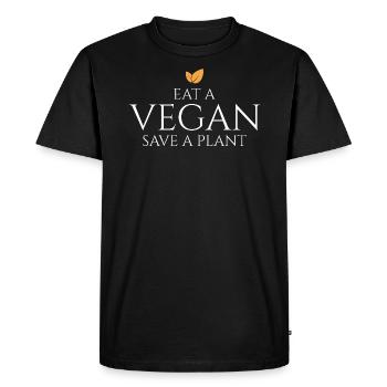Anti Vegan - Save a Plant - Men's Premium Organic T-Shirt - black - Front - Nico (187cm)