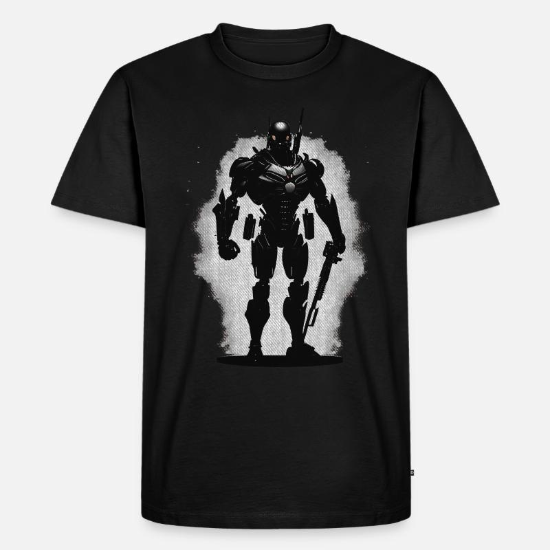 Roboter Krieger Robot - Männer Premium Bio T-Shirt - Schwarz