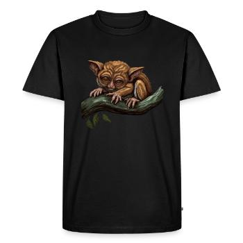 Leprechaun Lemur Bébé Singe Primate sur branche - T-shirt Premium bio Homme - noir - Devant - Nico (187cm)