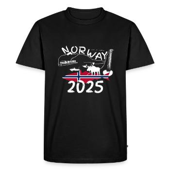 Norway 2025 Pollock with Mountains and Moose Fishing - Men's Premium Organic T-Shirt - black - Front - Nico (187cm)