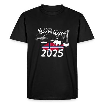 Norway 2025 Redfish with Mountains and Moose Fishing - Men's Premium Organic T-Shirt - black - Front - Nico (187cm)