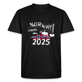 Norway 2025 Mackerel with Mountains and Moose Fishing - Men's Premium Organic T-Shirt - black - Front - Nico (187cm)