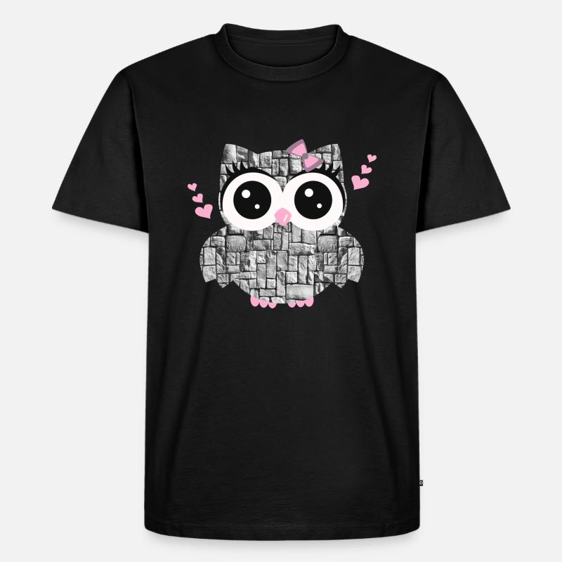 Eule_Stein - Männer Premium Bio T-Shirt - Schwarz