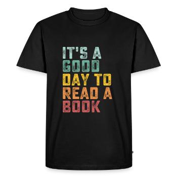 C’est une bonne journée pour lire un livre Retro - T-shirt Premium bio Homme - noir - Devant - Nico (187cm)