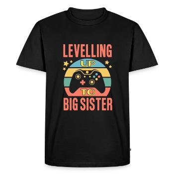 Level Up to Big Sister Retro Gamer - Men's Premium Organic T-Shirt - black - Front - Nico (187cm)