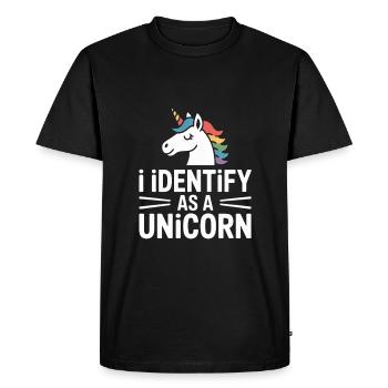 I identify as a unicorn design - Men's Premium Organic T-Shirt - black - Front - Nico (187cm)