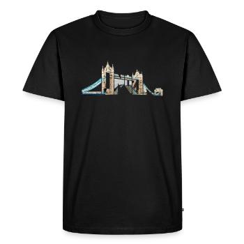 Typographie angleterre, pont souvenir - T-shirt Premium bio Homme - noir - Devant - Nico (187cm)