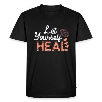 Yoga de méditation auto-guérisseur - T-shirt Premium bio Homme - noir - Devant - Nico (187cm)
