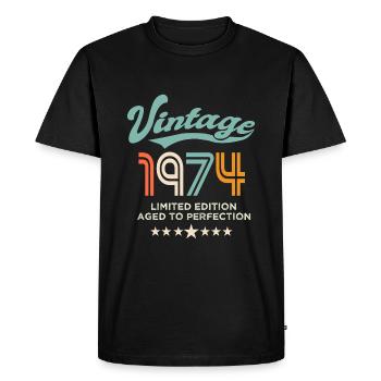 Né en 1974 Anniversaire 1974 50 ans - T-shirt Premium bio Homme - noir - Devant - Nico (187cm)